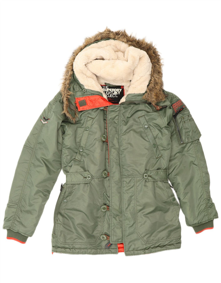 Jachetă parka cu glugă Superdry pentru bărbați UK 36, nailon verde mic
