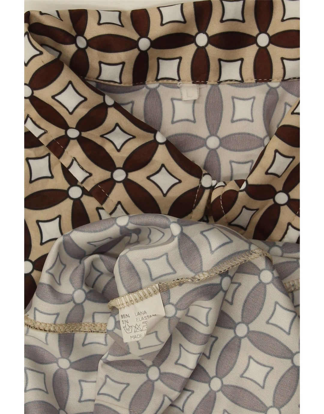 Cămașă pentru femei VINTAGE UK 16 Lână geometrică mare, bej