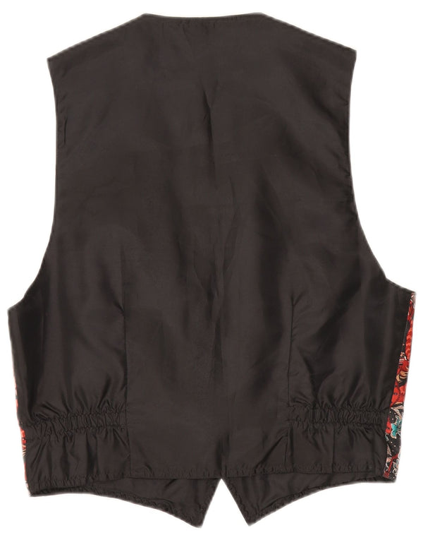 Vintage Mens Waistcoat Medium Multicoloured Floral Polyester