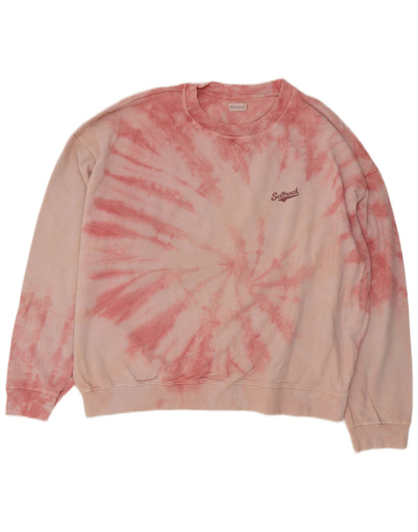 Strock Pulover supradimensionat pentru femei UK 14, mare, roz Tie Dye Bumbac