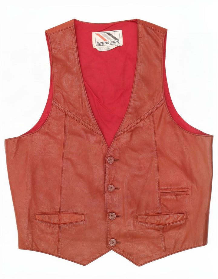 Vestă din piele vintage pentru bărbați XL maro