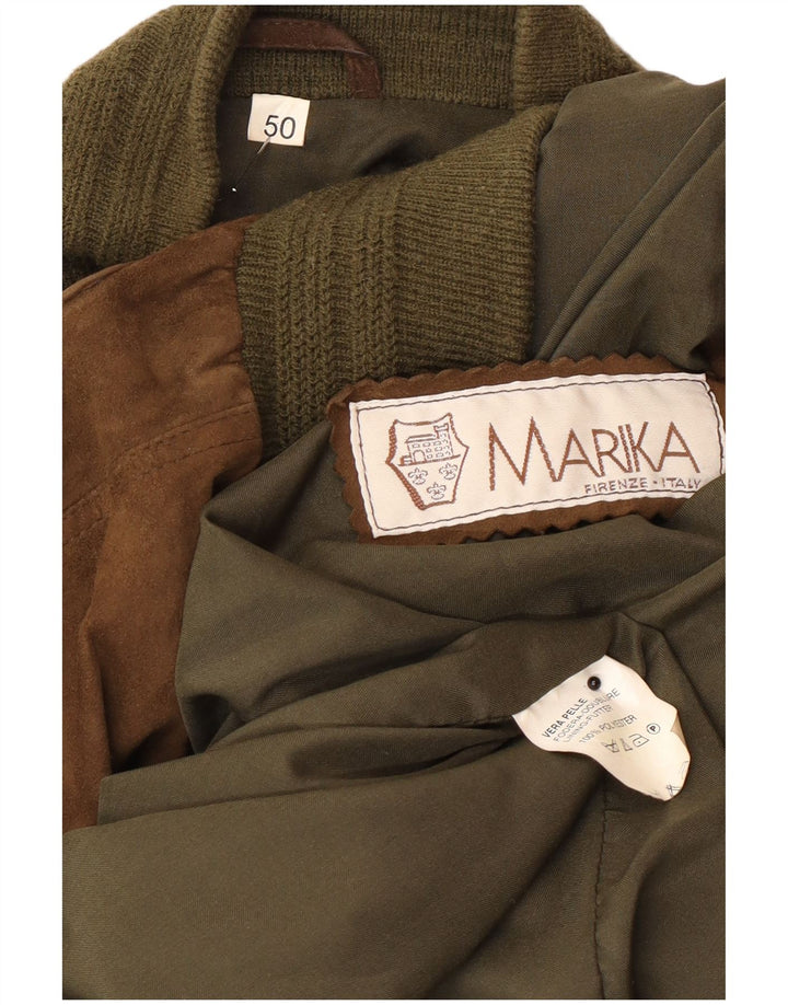 Bomber vintage pentru bărbați din piele intoarsa IT 50 mare, maro, din piele
