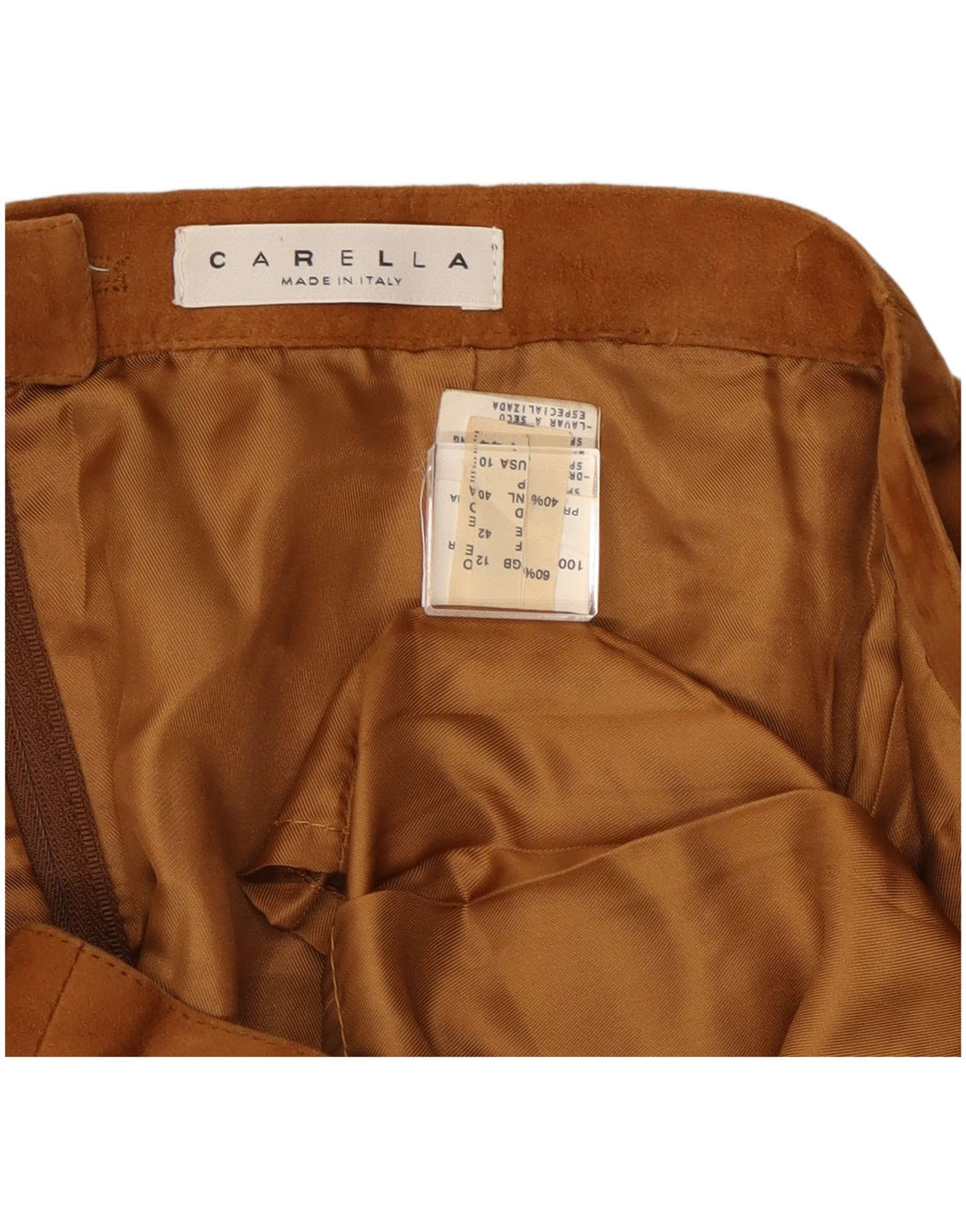 Fusta mini din piele intoarsa pentru femei Carella UK 12 Medium W28 Piele maro