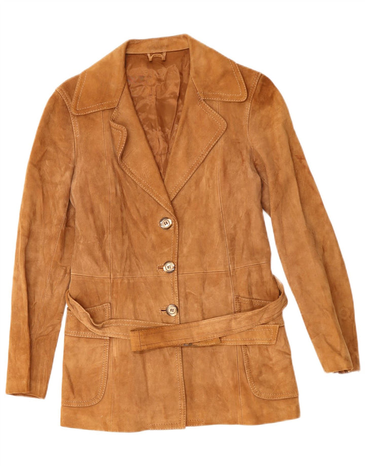 Jacheta de piele intoarsa pentru femei VINTAGE UK 14 maro mediu