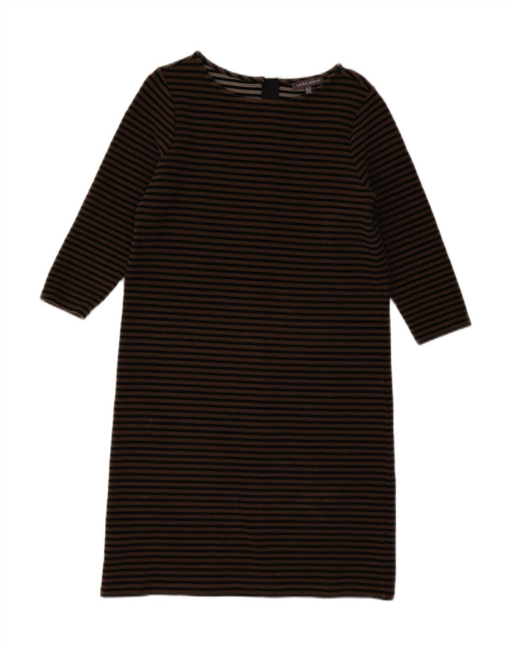 LAURA ASHLEY Rochie schimbătoare pentru femei cu mâneci 3/4 UK 12 Medium Bej cu dungi