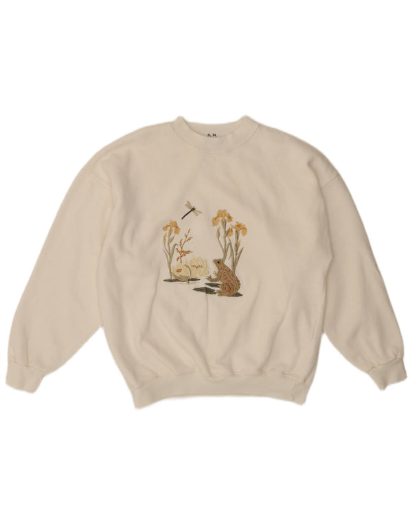 ACORN Pulover pentru damă cu decolteu rotund UK 16, mare, alb, acrilic