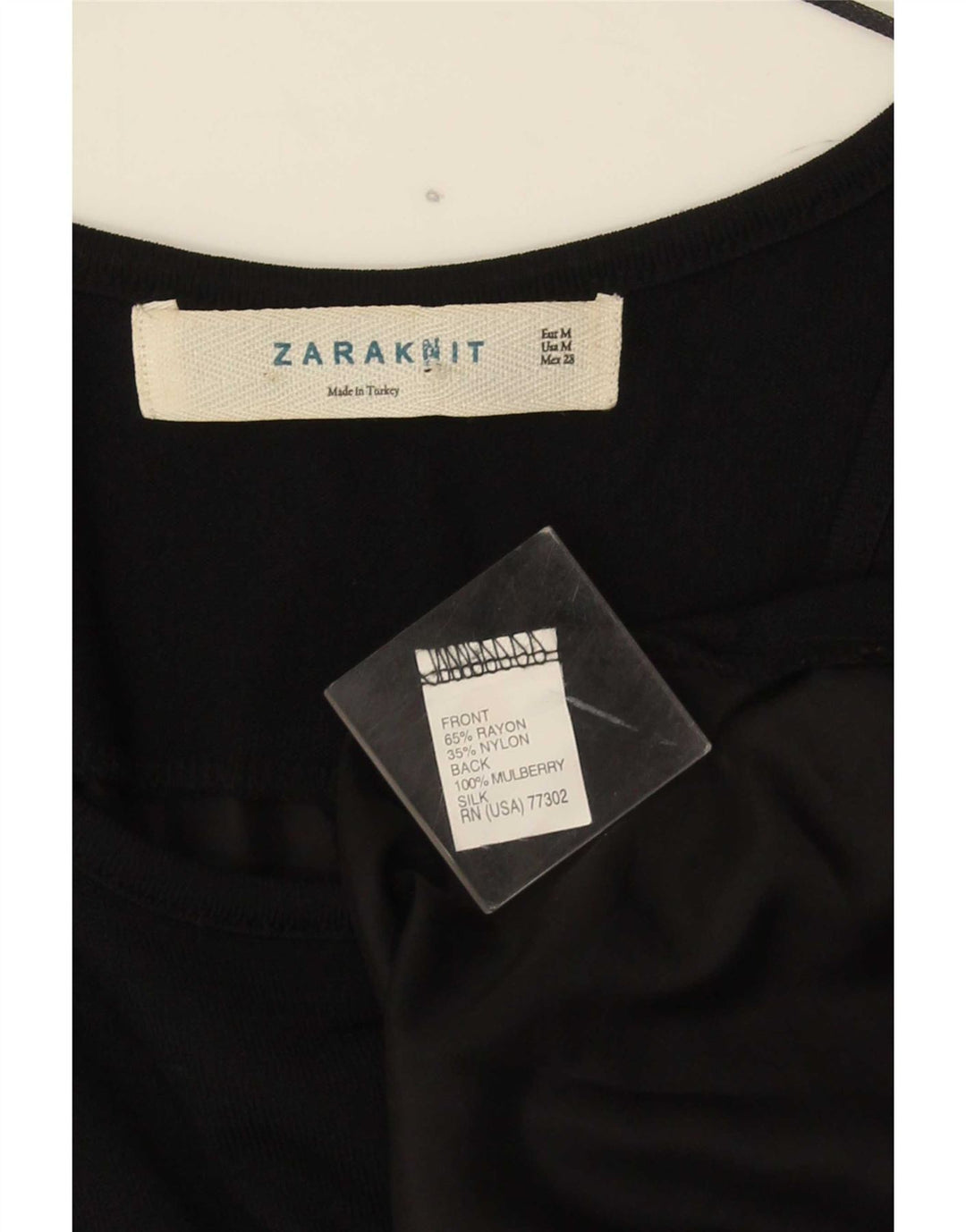 Top cu tunică fără mâneci pentru femei Zara UK 12 Medium Black Rayon