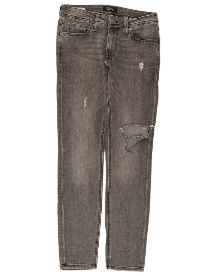 JACK & JONES Blugi slim pentru bărbați învechiți W30 L30 bumbac gri