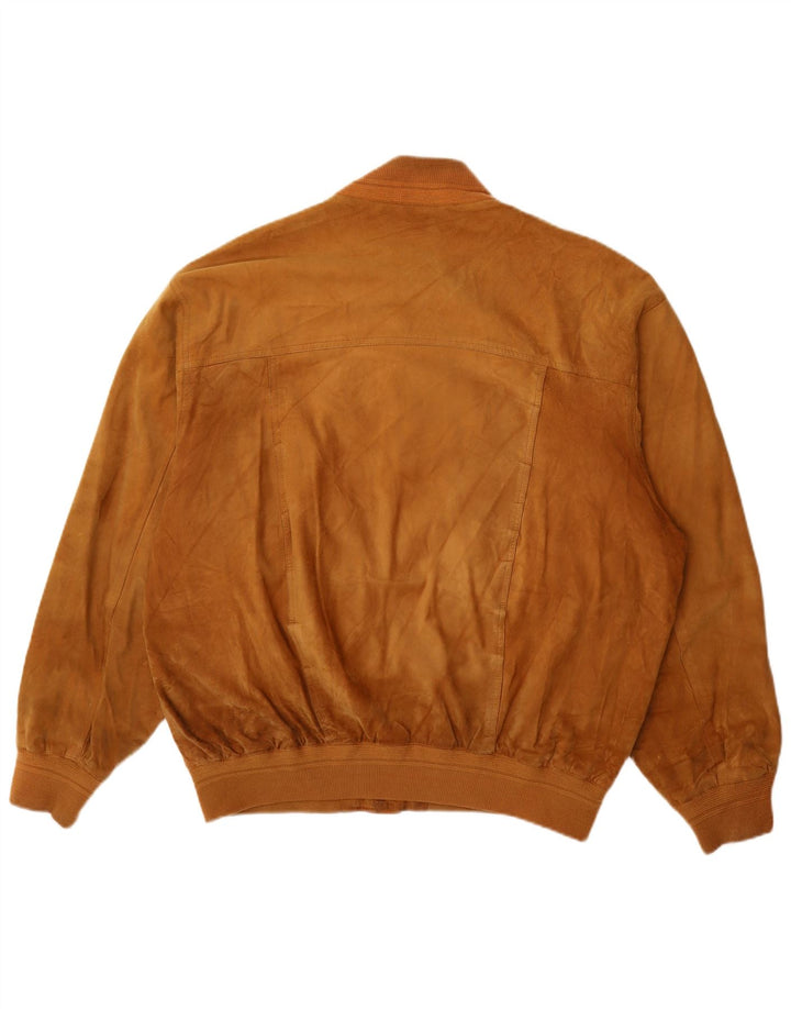 Bomber vintage pentru bărbați din piele intoarsa UK 42 XL din piele maro