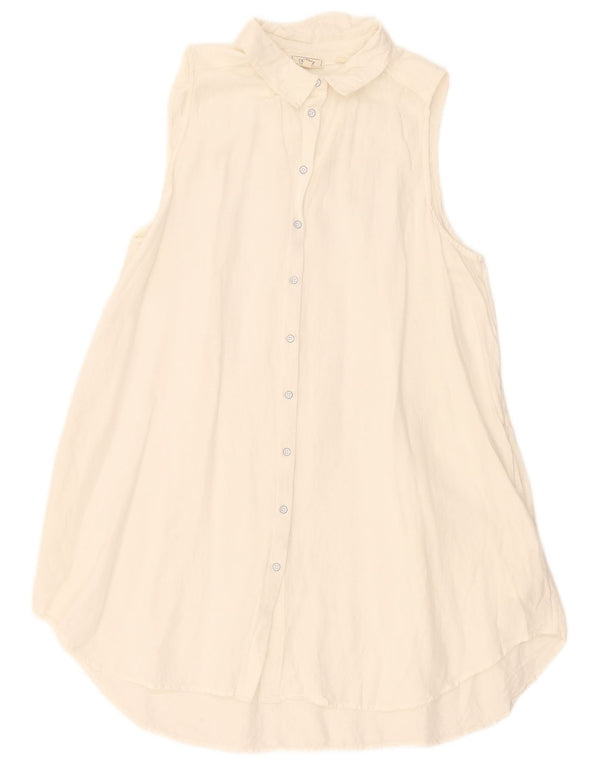 Rochie cămașă fără mâneci pentru femei Fat Face UK 18 XL, viscoză albă
