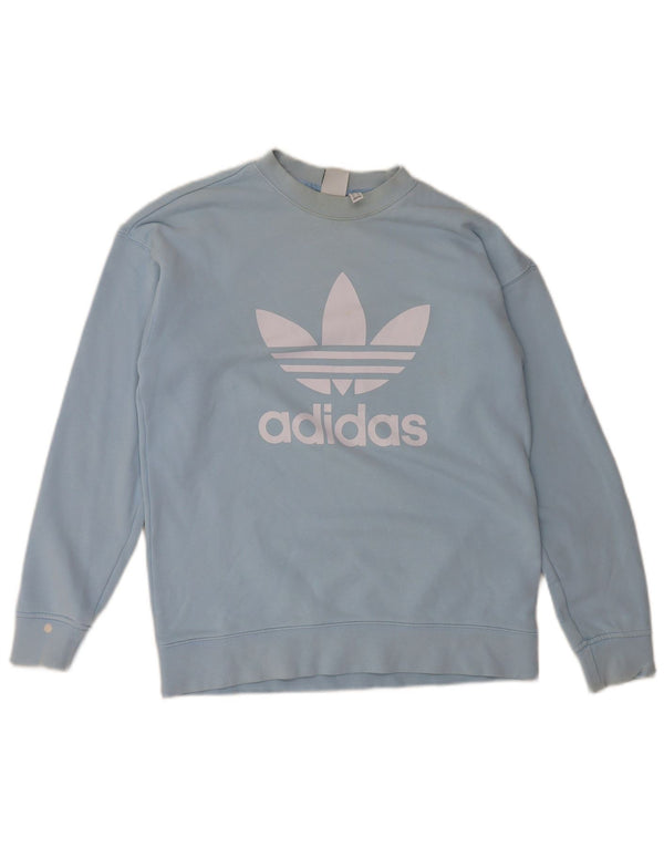 Pulover supradimensionat cu grafic pentru femei Adidas UK 8 Bumbac albastru mic