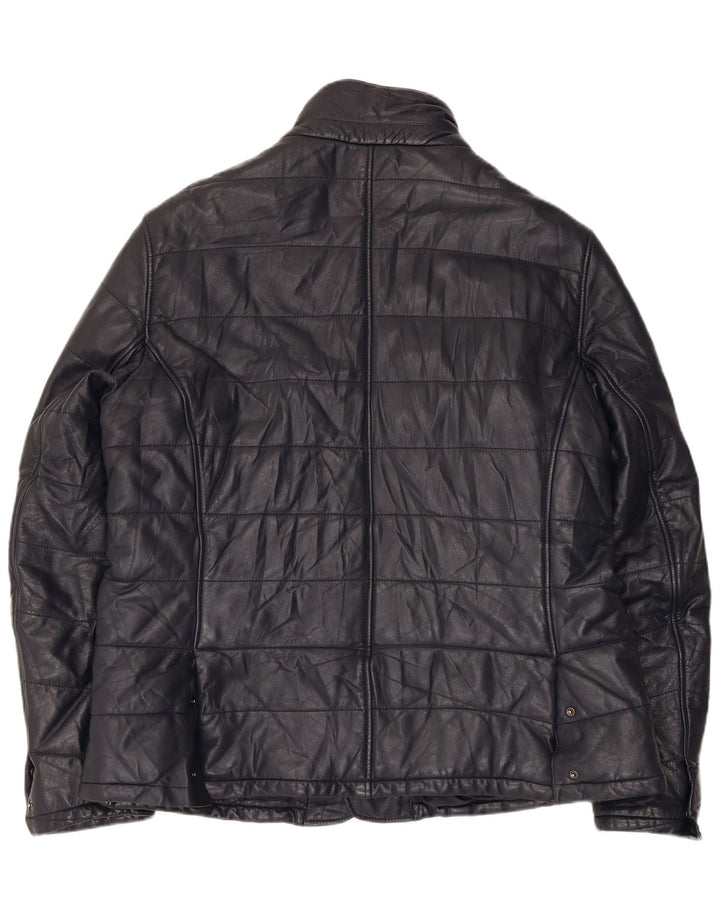 Jachetă Bomber din piele pentru femei Desiree UK 18 XL din piele bleumarin