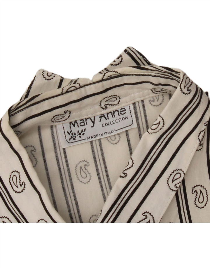 VINTAGE Womens Shirt Blouse UK 14 Medium White Striped Cotton Vintage Vintage and Second-Hand Vintage from Messina Hembry 