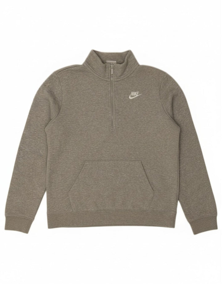 Pulover Nike pentru femei, supradimensionat, cu fermoar, cu gât, UK 10, mic, gri pete