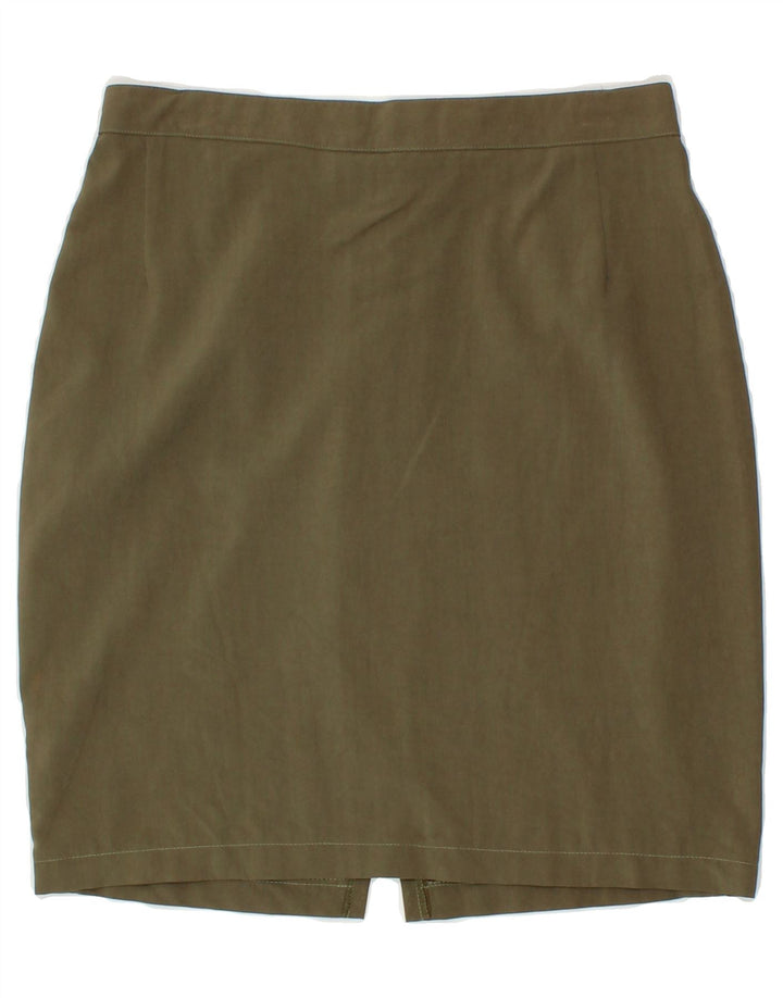 VINTAGE Womens Pencil Skirt IT 44 Medium Khaki Vintage Vintage and Second-Hand Vintage from Messina Hembry 