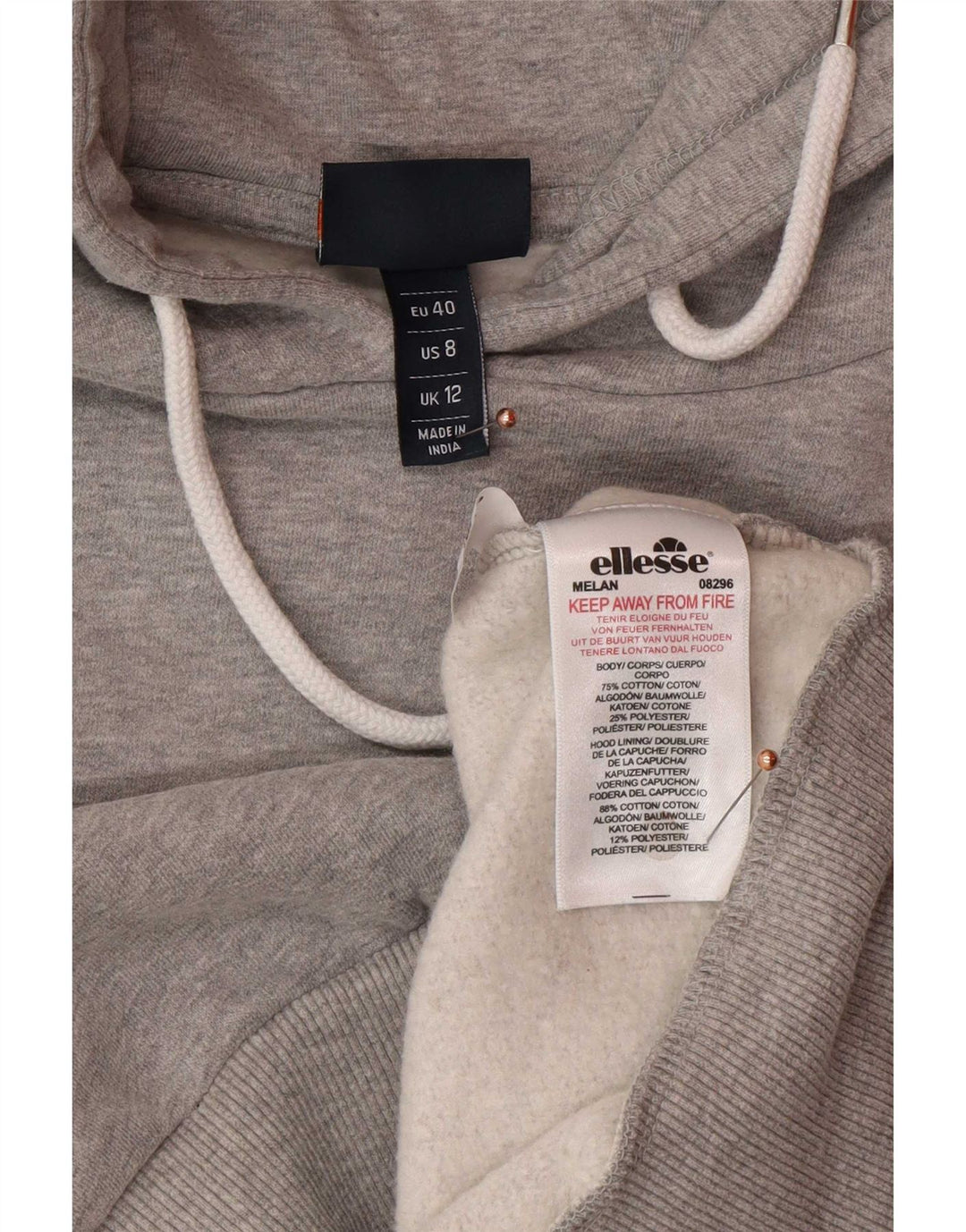 Pulover pentru femeie Ellesse Crop Graphic Oversized Hoodie UK 12 Medium Gri