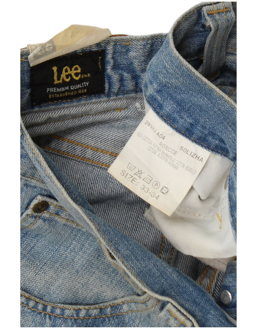 Blugi drepti pentru bărbați Lee W33 L34 Bumbac albastru