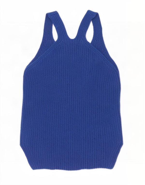 Massimo Dutti Femei Vest Tank Top UK 10 Small Blue