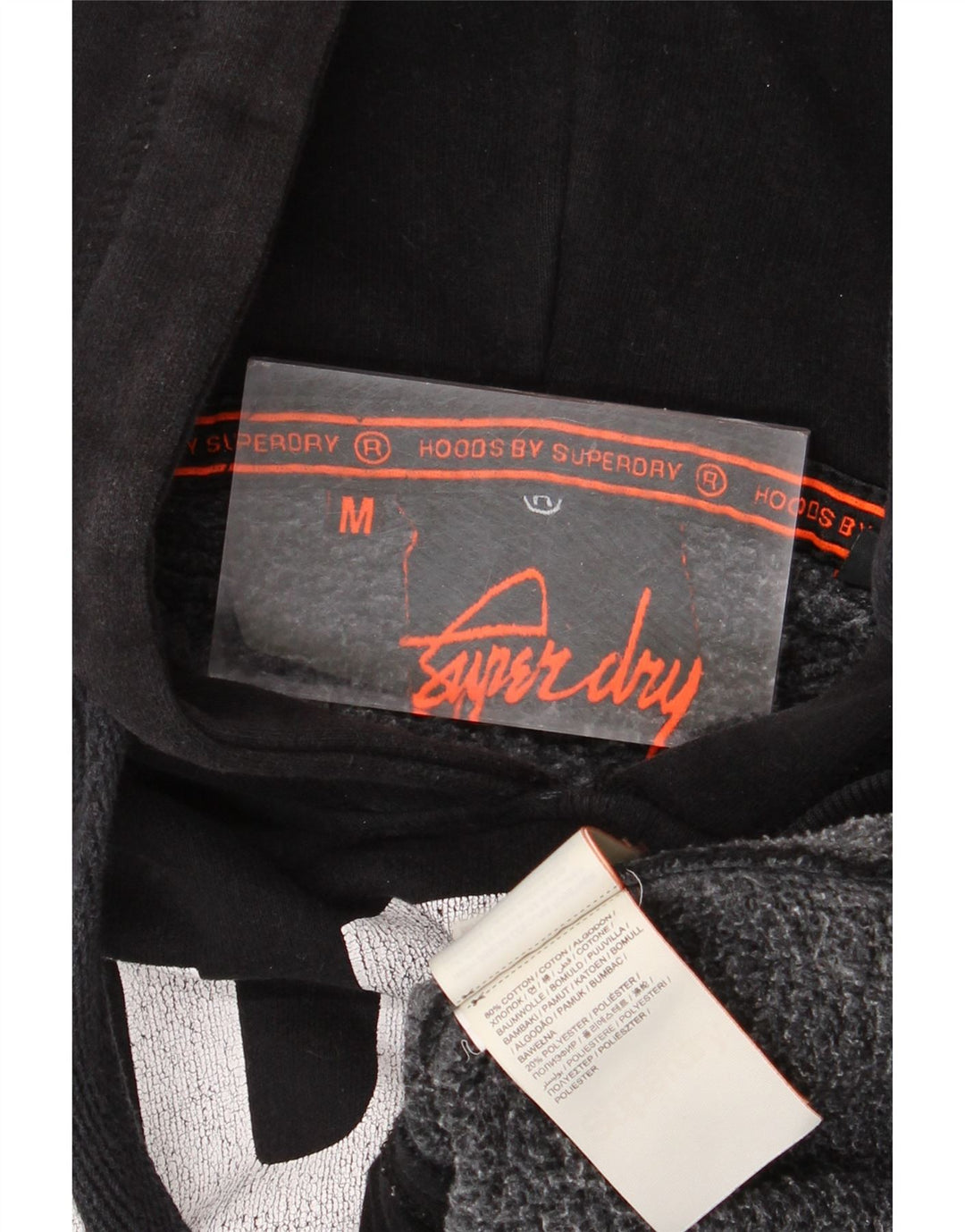 Pulover cu glugă grafic Superdry pentru bărbați, bumbac mediu negru