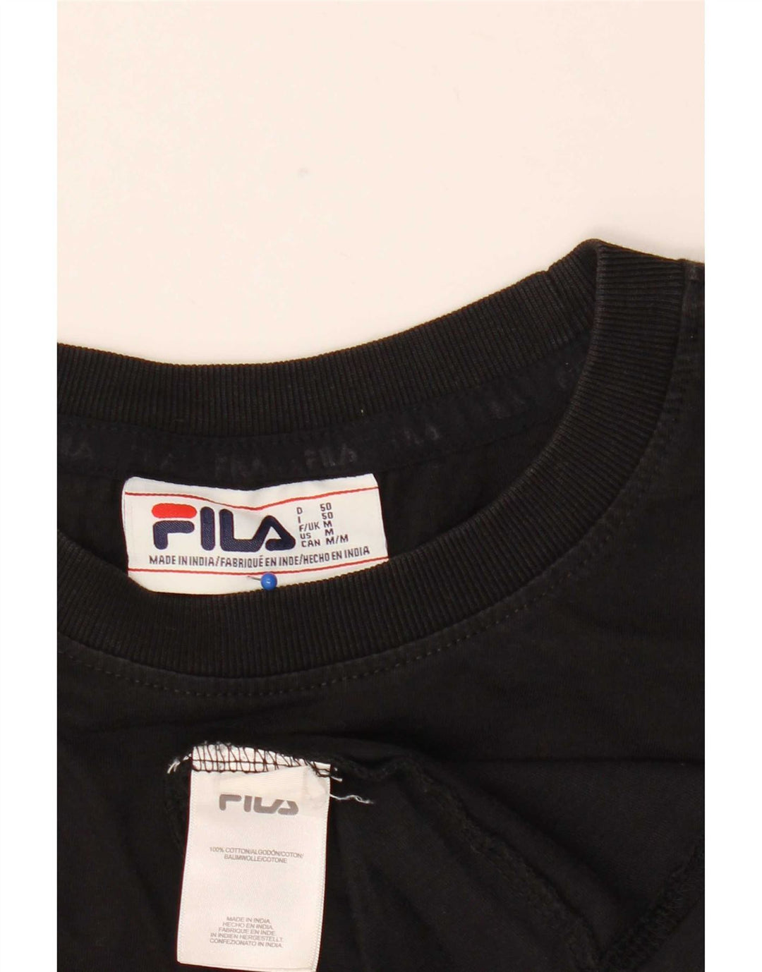 Tricou grafic Fila pentru bărbați Top Medium Negru Bumbac