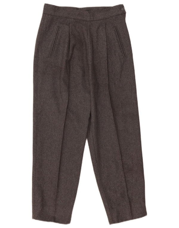 Pantaloni de costum vintage pentru femei cu talie înaltă L28 L25 Lână gri