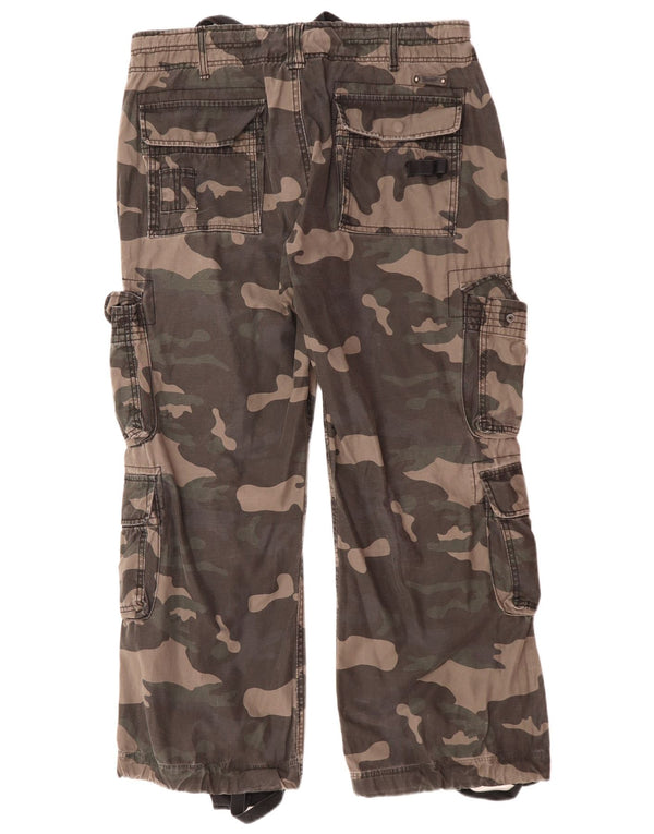 BRANDIT Mens Straight Cargo Trousers 2XL W38 L28 Grey Camouflage Cotton