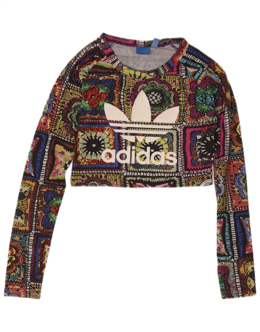 Top grafic ADIDAS pentru femei cu mânecă lungă UK 8, mic, multicolor, patchwork