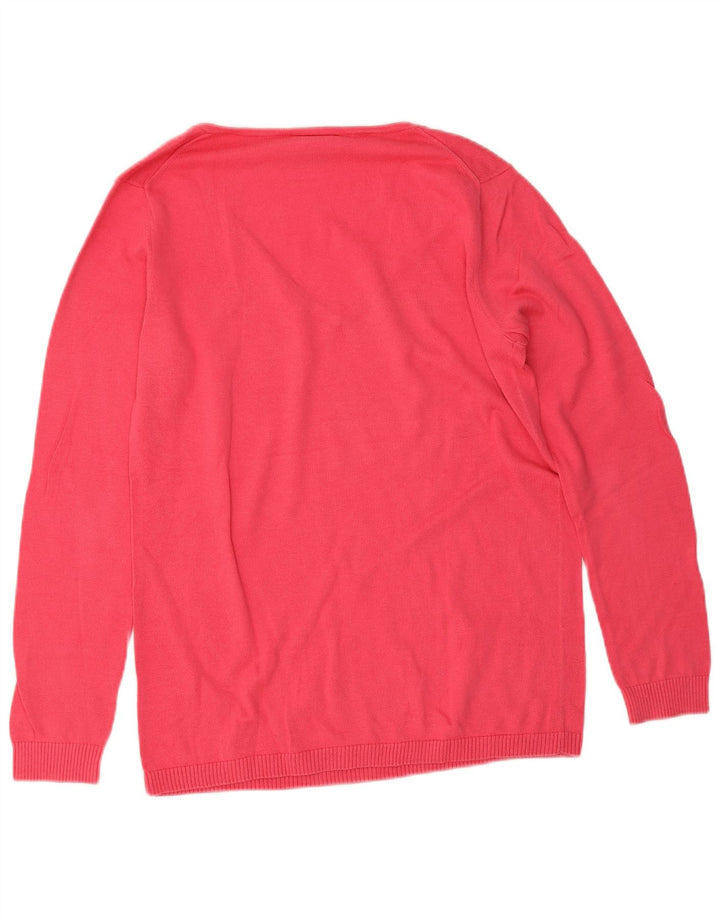 Pulover Lacoste pentru femei cu decolteu în V, mărime 42, bumbac roz mare