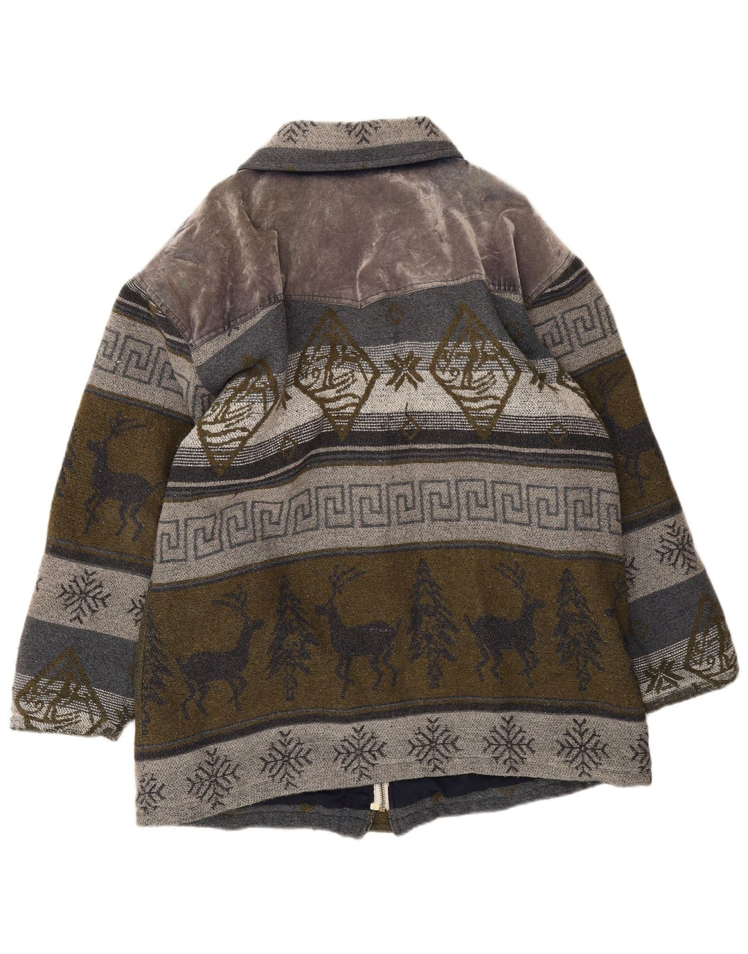 Jachetă vintage pentru bărbați UK 40 mare, gri din lână Fair Isle
