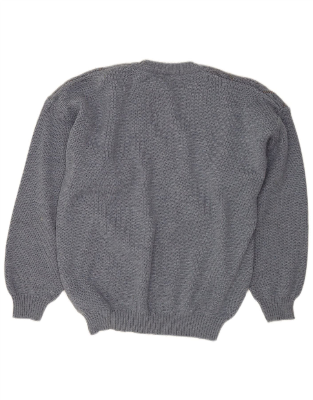 Pulover VINTAGE pentru bărbați, cu decolteu în V, IT 50, albastru mediu, lână Argyle/Diamond