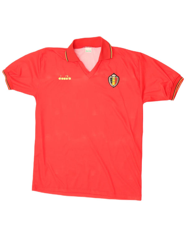 Cămașă cu mânecă scurtă Diadora pentru bărbați, Belgia 1992-1994, XL, roșu, sport