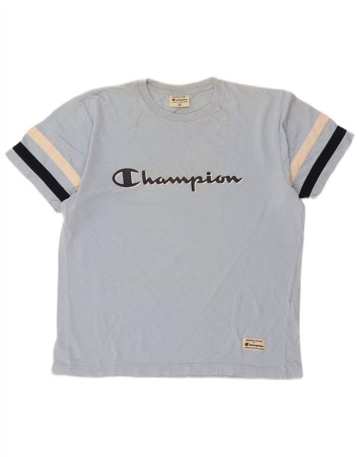 Tricou grafic pentru bărbați Champion Top din bumbac cu dungi albastre medii