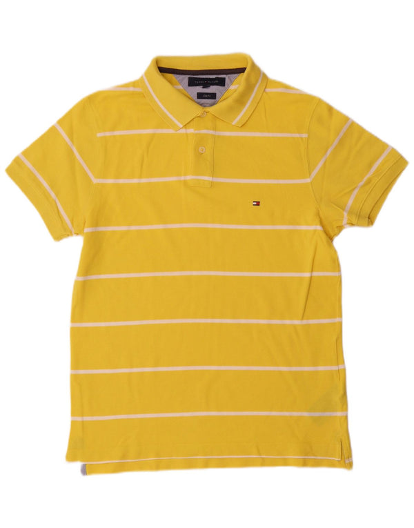 Cămașă polo Tommy Hilfiger pentru bărbați, cu mânecă scurtă, cu dungi galbene medii