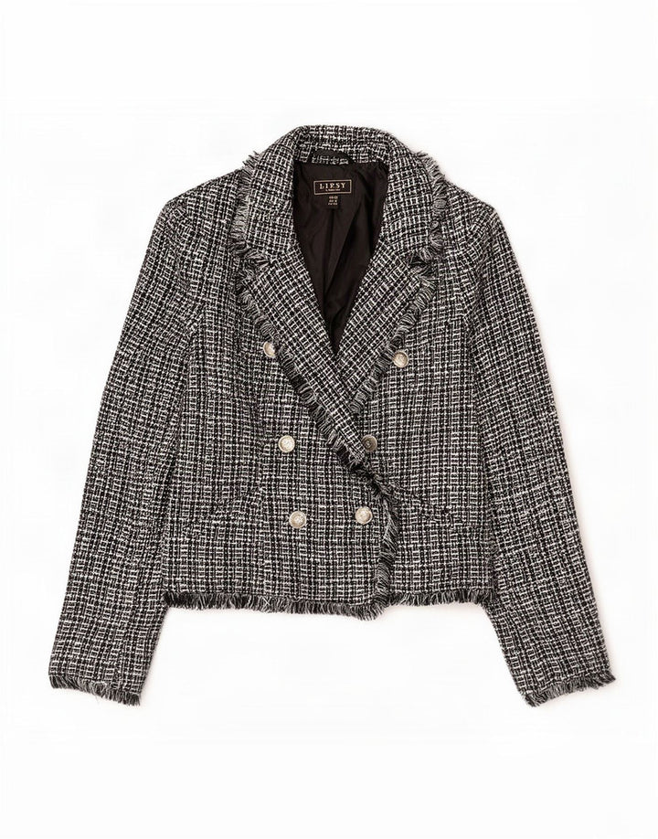 Jachetă Blazer pentru femei Lipsy cu două piepturi UK 12 Medium Black Flecked