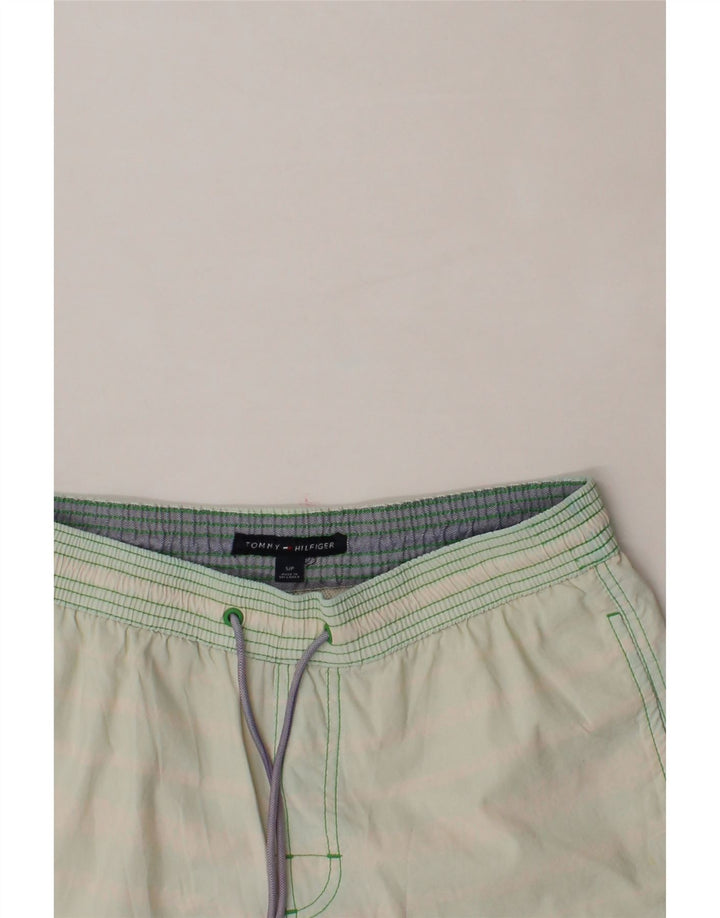 TOMMY HILFIGER Mens Swimming Shorts Small  Green Striped Polyester Vintage Tommy Hilfiger and Second-Hand Tommy Hilfiger from Messina Hembry 