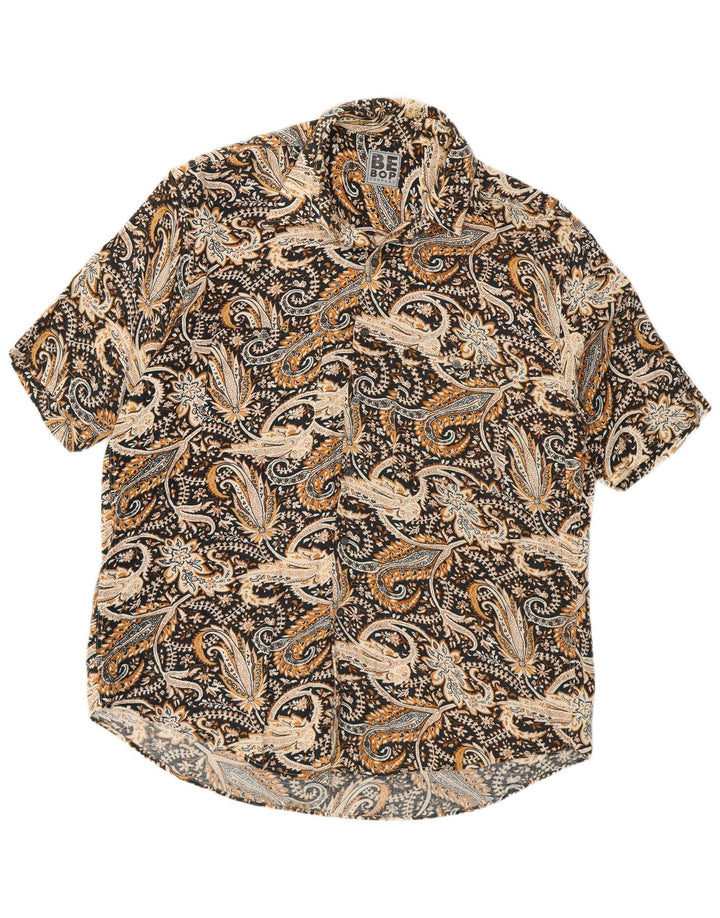 Cămașă vintage pentru bărbați cu mânecă scurtă, mare, negru, cachetăre