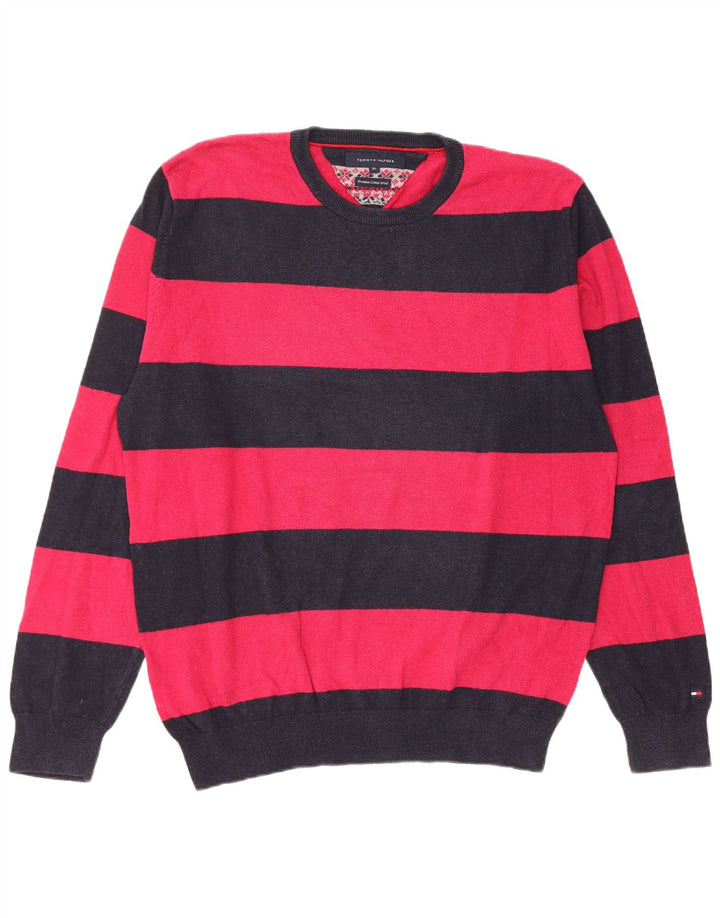 TOMMY HILFIGER Pulover pentru femei cu decolteu rotund, UK 18 XL, cu dungi roz