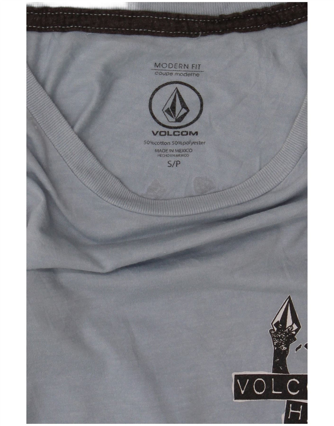 Tricou grafic pentru bărbați Volcom Modern Fit Top mic, albastru, bumbac