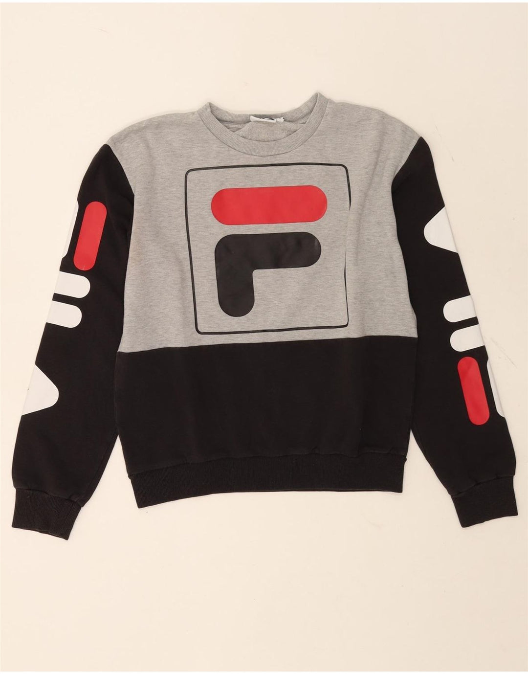 Pulover cu grafic pentru femei Fila, UK 10, gri mic, bloc de culoare