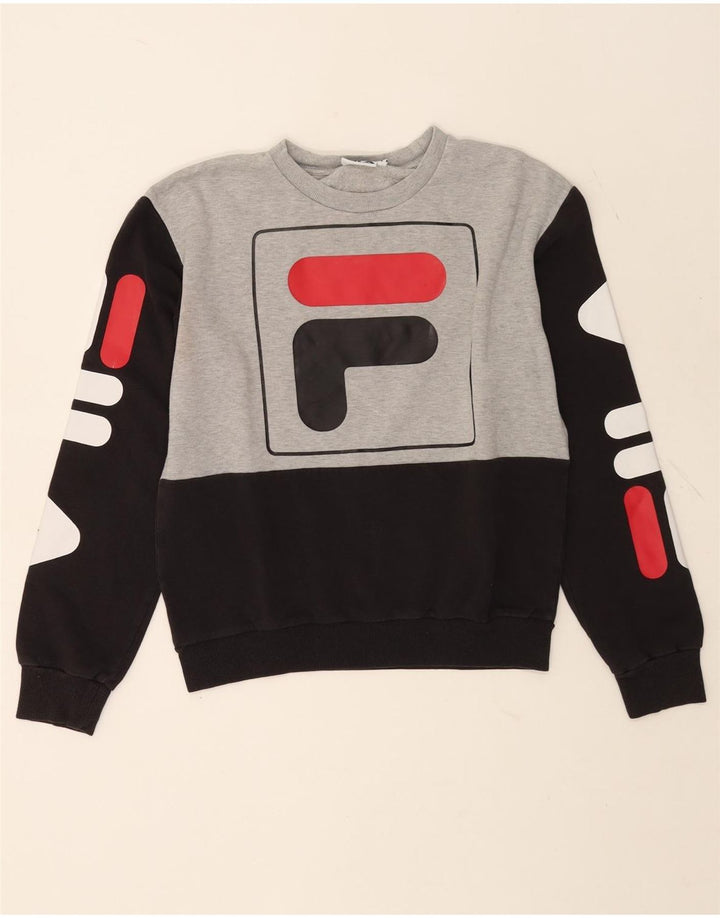 Pulover cu grafic pentru femei Fila, UK 10, gri mic, bloc de culoare