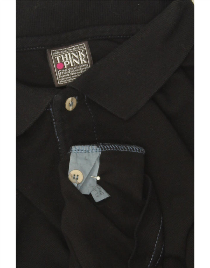 THINK PINK Mens Polo Shirt Large Black Cotton Vintage Think Pink and Second-Hand Think Pink from Messina Hembry 