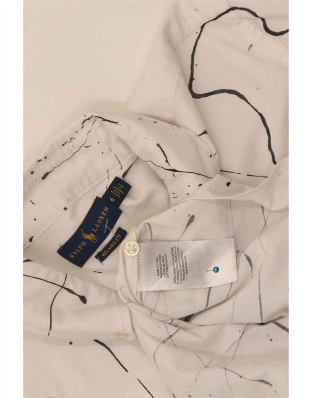 Cămașă pentru femei Ralph Lauren, cu model abstract, cu potrivire relaxată US 6 Medium White