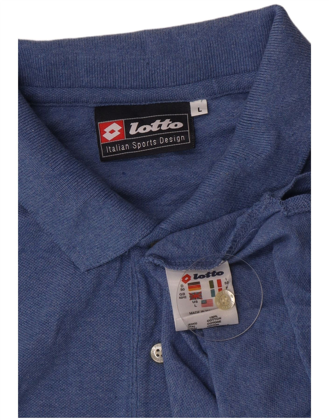 Tricou polo pentru bărbați Lotto, mare, albastru, bumbac