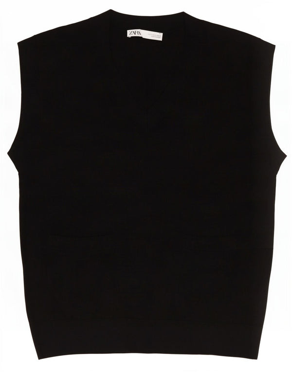 Top cu vesta Zara pentru femei UK 16 Lyocell mare negru
