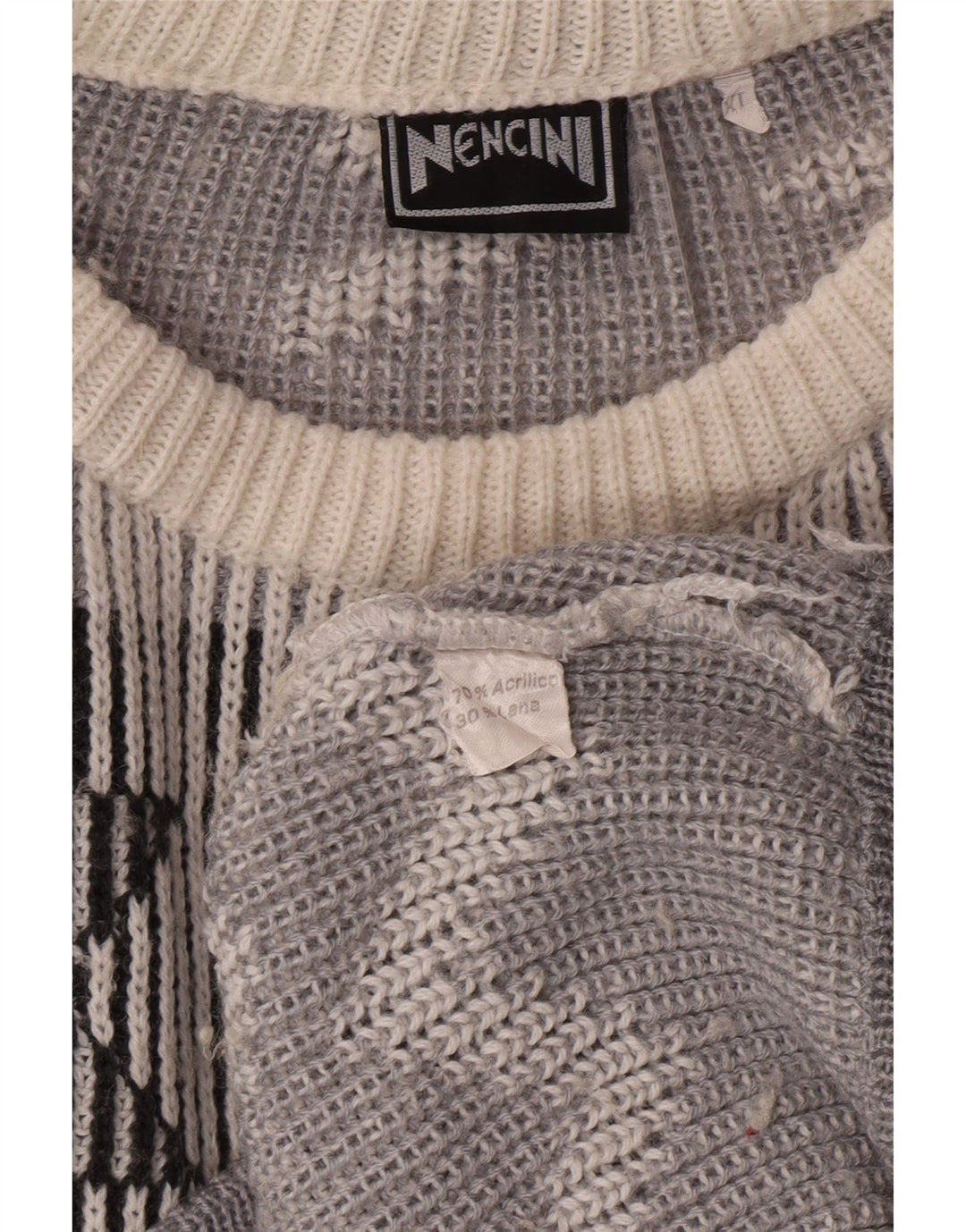 Pulover VINTAGE pentru bărbați, cu gât de barcă, XL, alb, fair Isle Classic