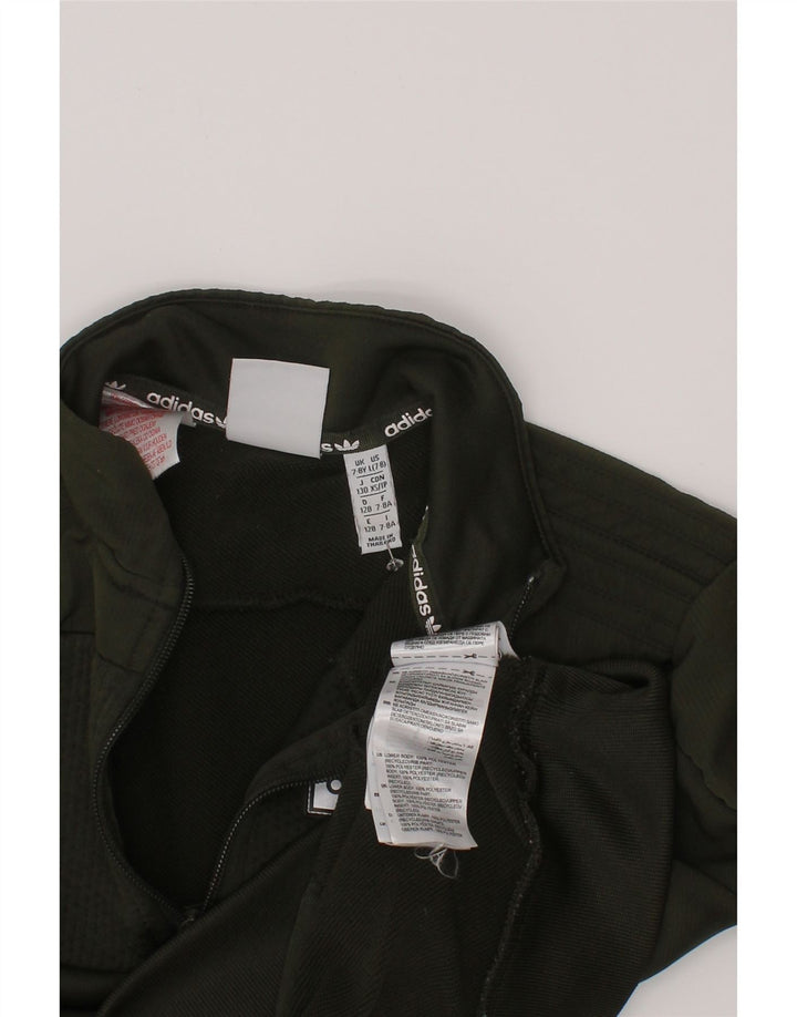 Pulover pentru băieți Adidas, cu grafic, cu fermoar, cu gât, 7-8 ani, poliester verde