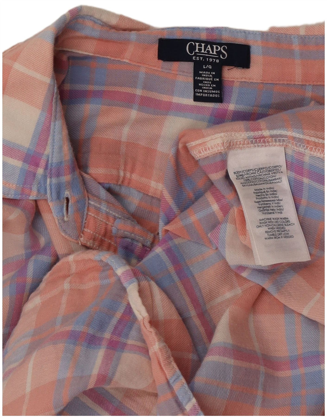 Cămașă de flanel pentru femei Chaps UK 16 mare, bumbac cu carouri roz