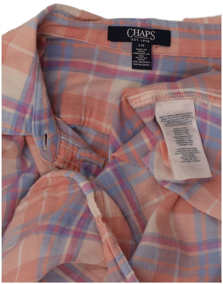 Cămașă de flanel pentru femei Chaps UK 16 mare, bumbac cu carouri roz