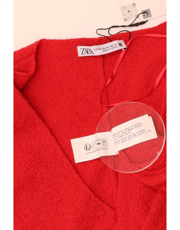 Top supradimensionat pentru femei Zara cu mâneci 3/4 UK 6 XS poliester roșu