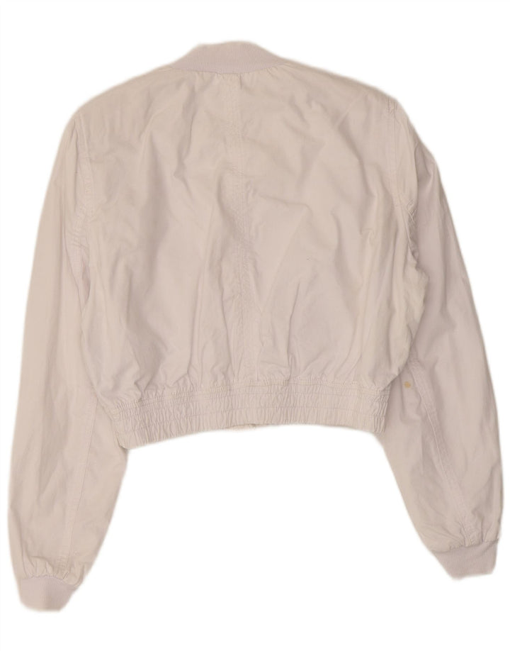 Bomber supradimensionat pentru femei Zara UK 10, bumbac alb mic